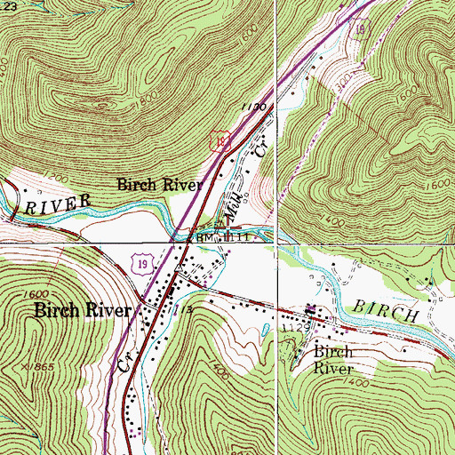 Topographic Map of Mill Creek, WV