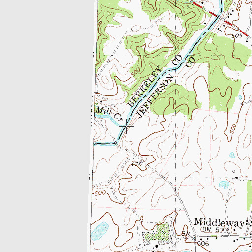 Topographic Map of Mill Creek, WV
