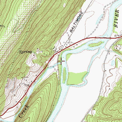 Topographic Map of Mill Creek, WV