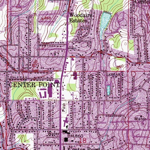 Topographic Map of Center Point Plaza Shopping Center, AL