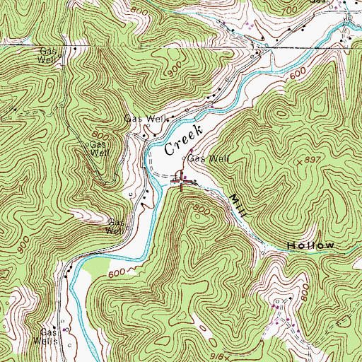 Topographic Map of Mill Hollow, WV