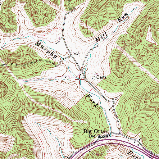 Topographic Map of Mill Run, WV