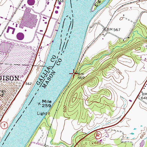 Topographic Map of Mill Run, WV