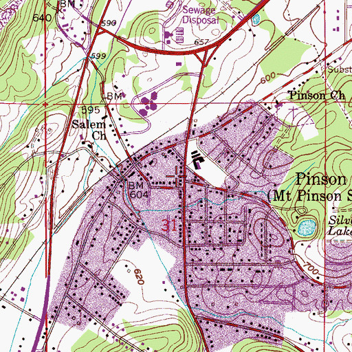 Topographic Map of Pinson Valley Shopping Center, AL