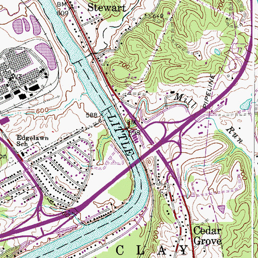 Topographic Map of Mill Run, WV