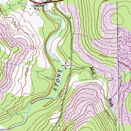 Topographic Map of Mill Run, WV