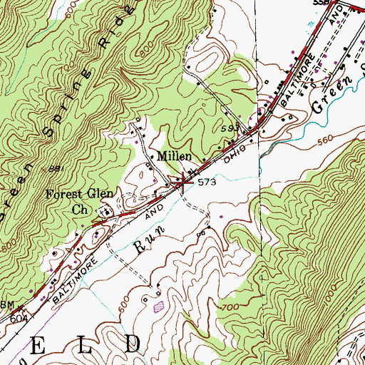 Topographic Map of Millen, WV