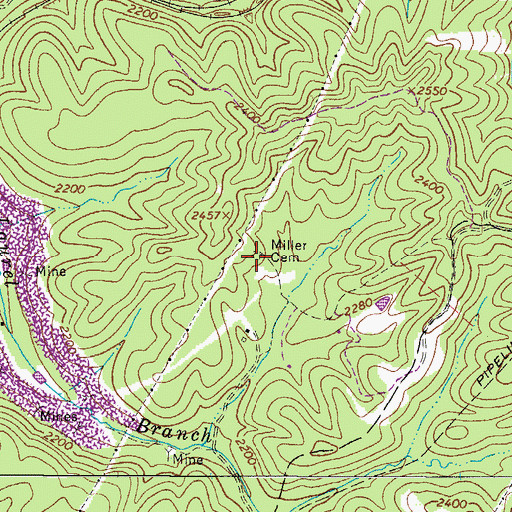 Topographic Map of Miller Cemetery, WV