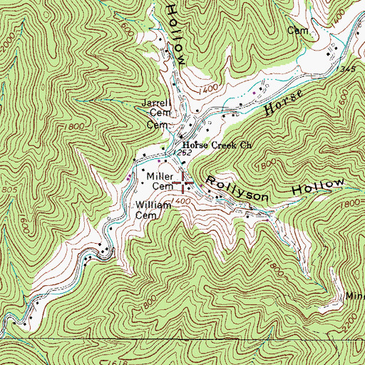 Topographic Map of Miller Cemetery, WV