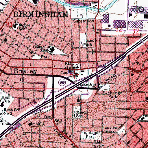 Topographic Map of Community Hospital, AL