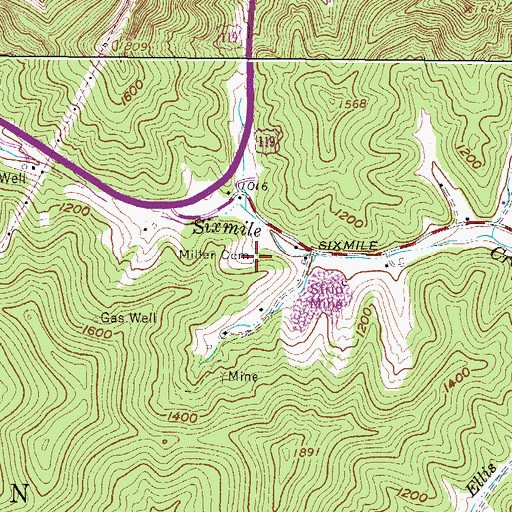 Topographic Map of Miller Cemetery, WV