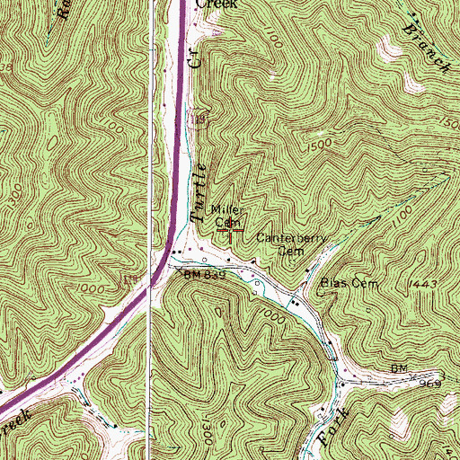 Topographic Map of Miller Cemetery, WV