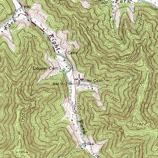 Topographic Map of Miller Cemetery, WV
