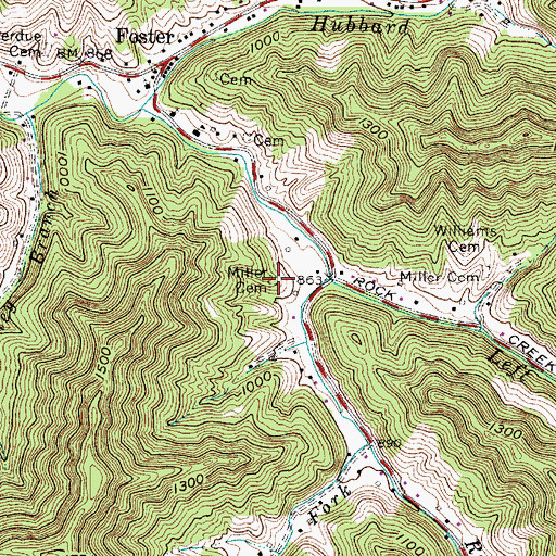 Topographic Map of Miller Cemetery, WV