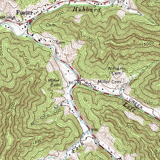 Topographic Map of Miller Cemetery, WV