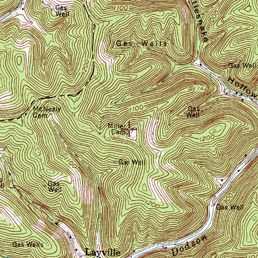 Topographic Map of Miller Cemetery, WV
