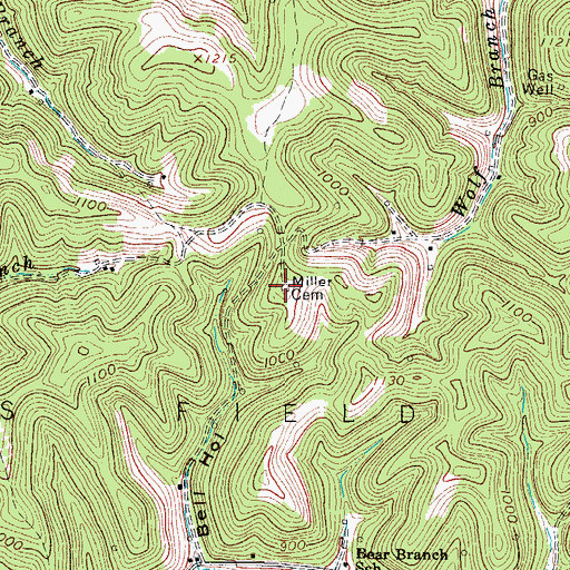 Topographic Map of Miller Cemetery, WV