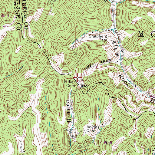 Topographic Map of Miller Cemetery, WV