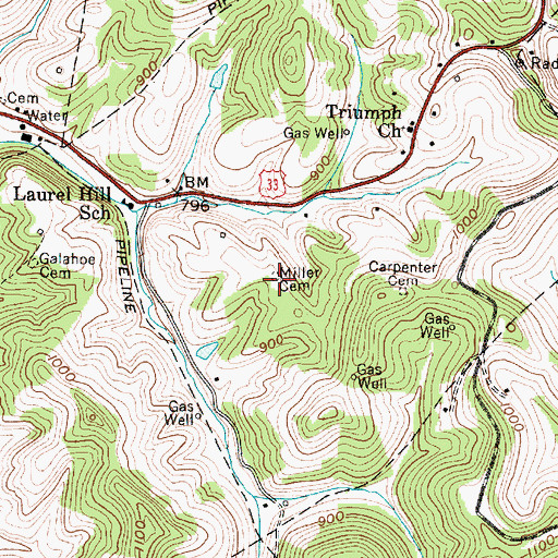 Topographic Map of Miller Cemetery, WV