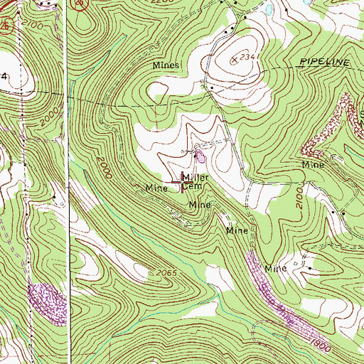 Topographic Map of Miller Cemetery, WV