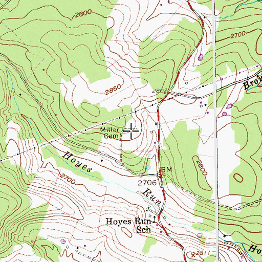 Topographic Map of Miller Cemetery, WV