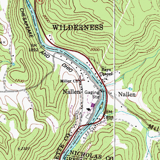Topographic Map of Miller Church, WV