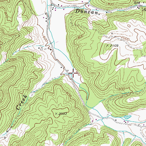 Topographic Map of Miller Creek, WV