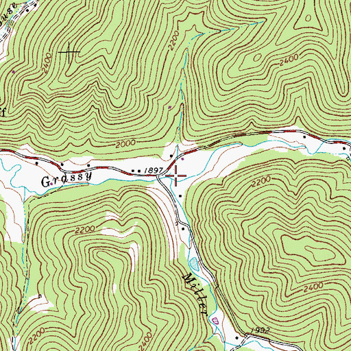 Topographic Map of Miller Creek, WV