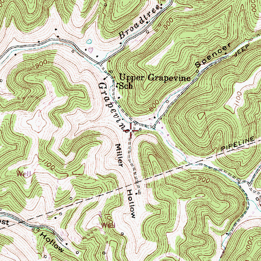 Topographic Map of Miller Hollow, WV