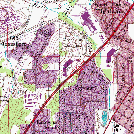 Topographic Map of West Town Plaza Shopping Center, AL