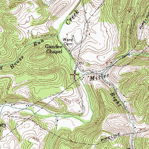 Topographic Map of Miller Run, WV