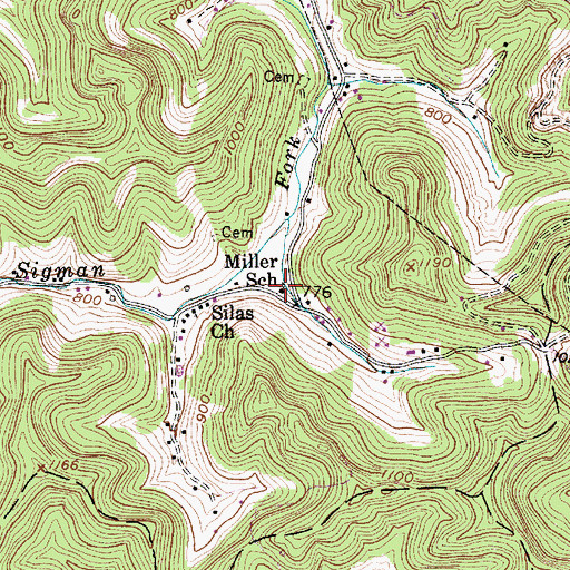 Topographic Map of Miller School (historical), WV