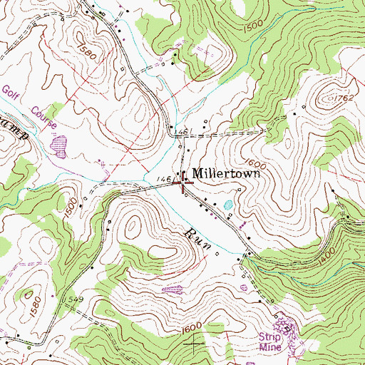 Topographic Map of Millertown, WV