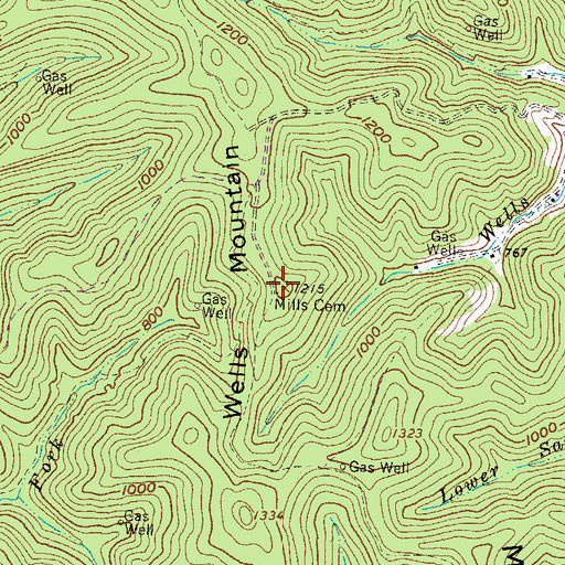 Topographic Map of Mills Cemetery, WV