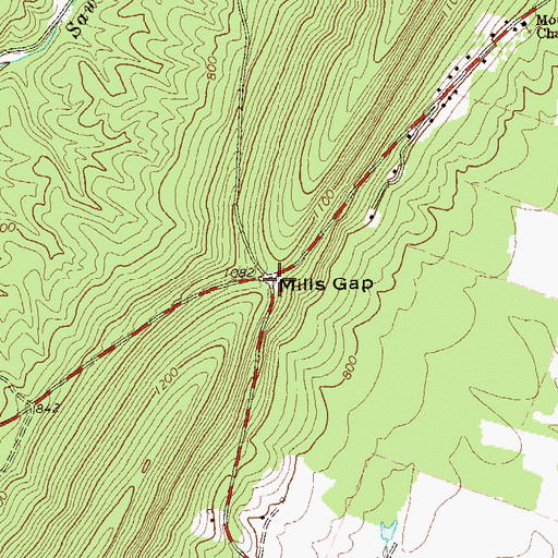 Topographic Map of Mills Gap, WV