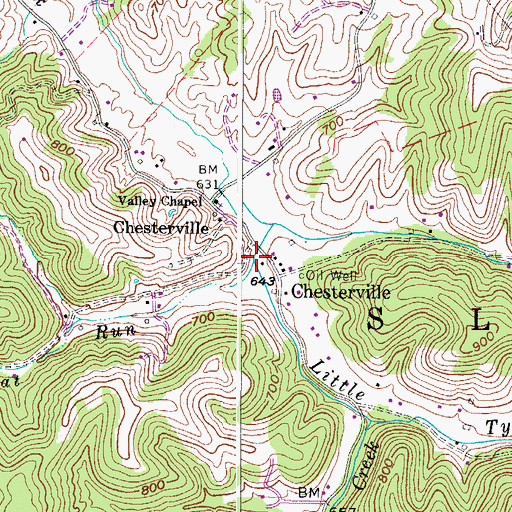 Topographic Map of Millseat Run, WV