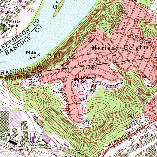 Topographic Map of Millsop School (historical), WV