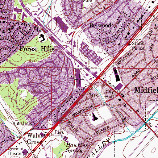 Topographic Map of Weibel Square Shopping Center, AL