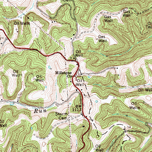 Topographic Map of Millstone Church, WV