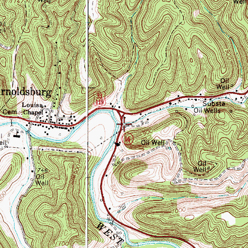 Topographic Map of Millstone Creek, WV