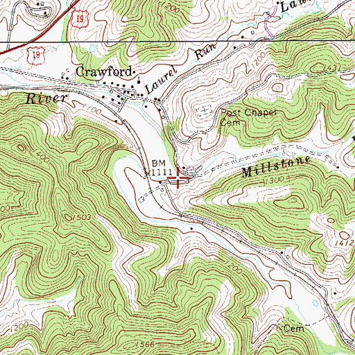 Topographic Map of Millstone Run, WV