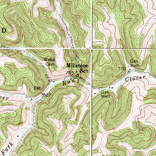 Topographic Map of Millstone Run, WV
