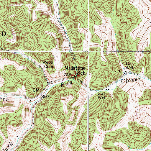 Topographic Map of Millstone School (historical), WV