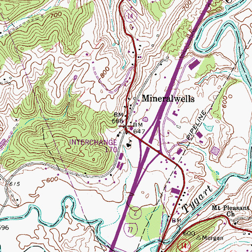 Topographic Map of Mineral Wells, WV