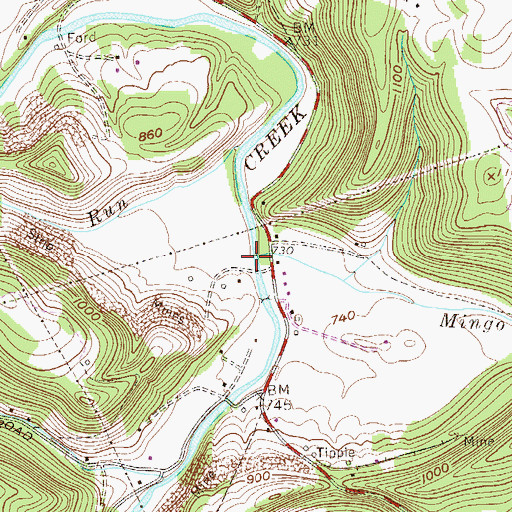 Topographic Map of Mingo Run, WV