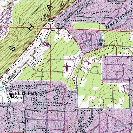 Topographic Map of Shades Mountain Plaza Shopping Center, AL