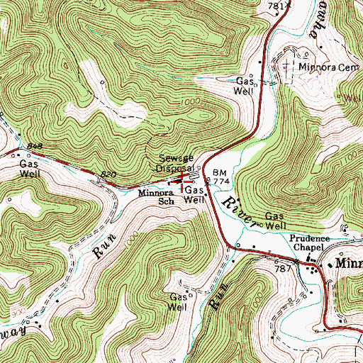 Topographic Map of Minnora School (historical), WV