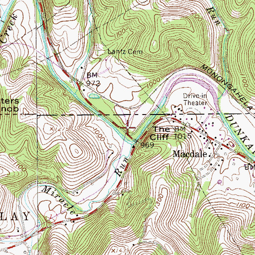 Topographic Map of Miracle Run, WV