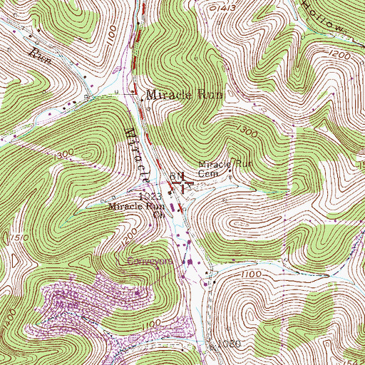 Topographic Map of Miracle Run United Methodist Church, WV