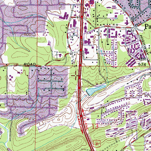 Topographic Map of The Centre of Riverchase Shopping Center, AL